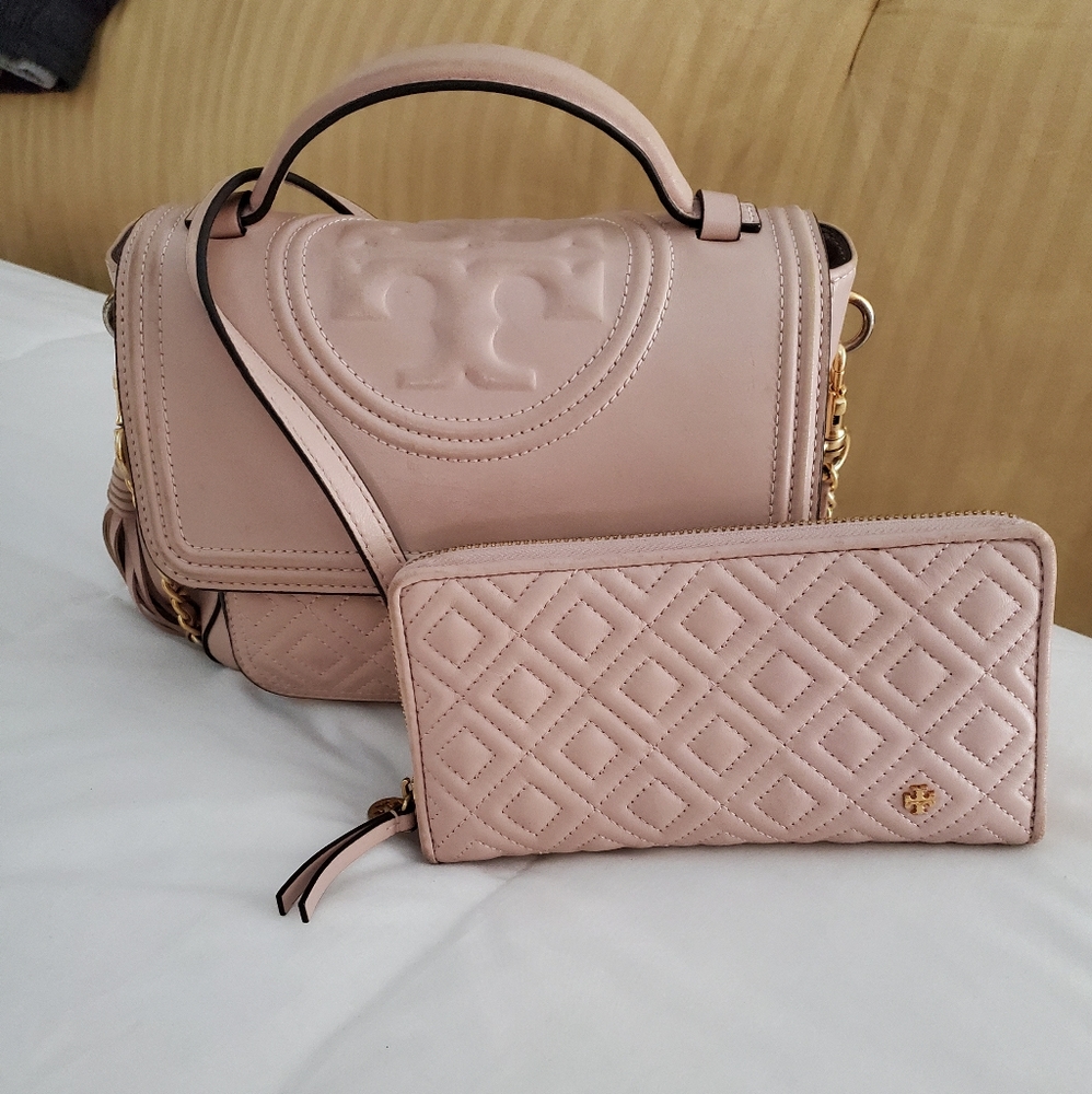 Tory Burch Fleming Satchel and Wallet Soft Pink